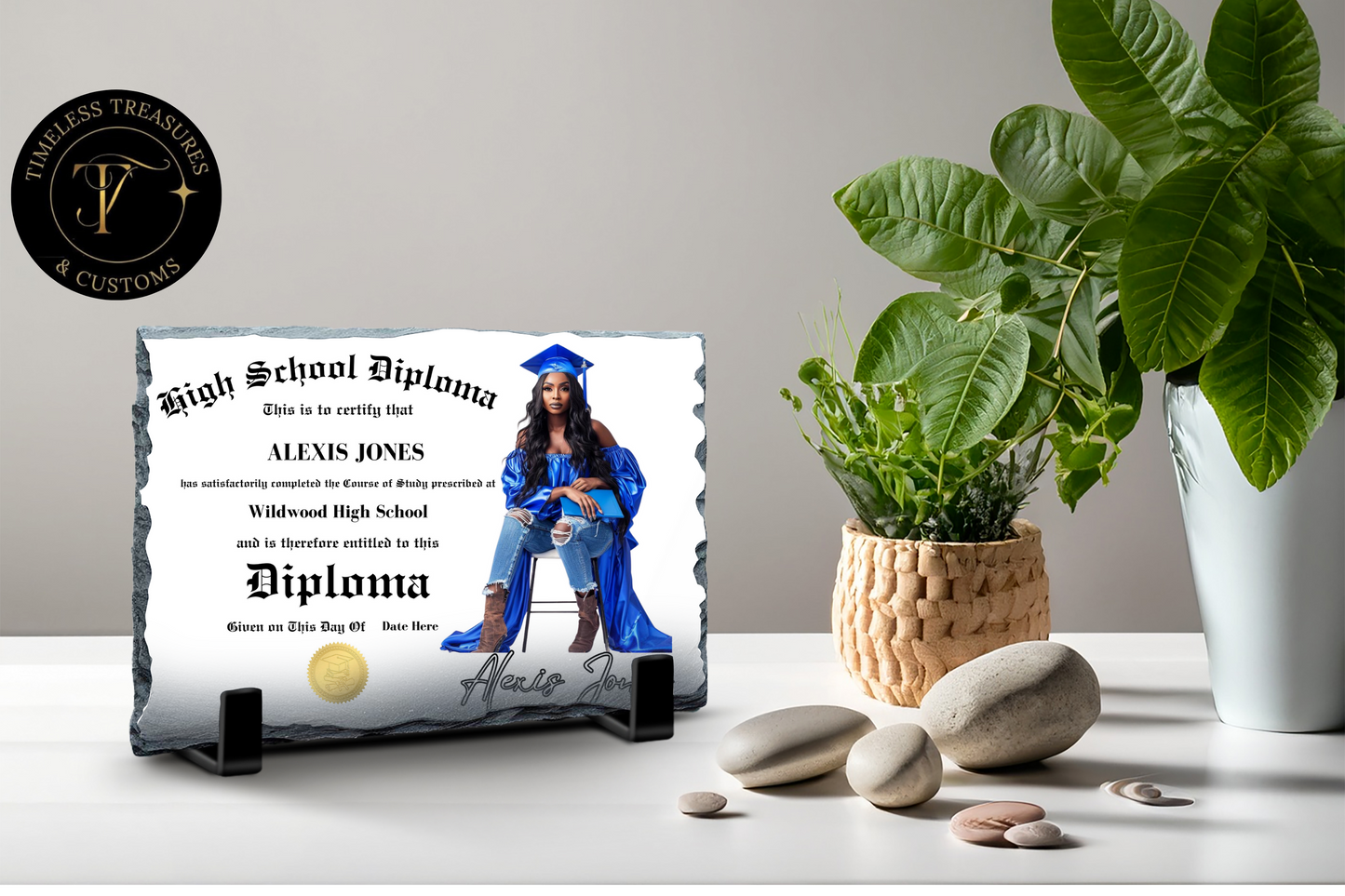 Custom Graduation Photo Slate Tile