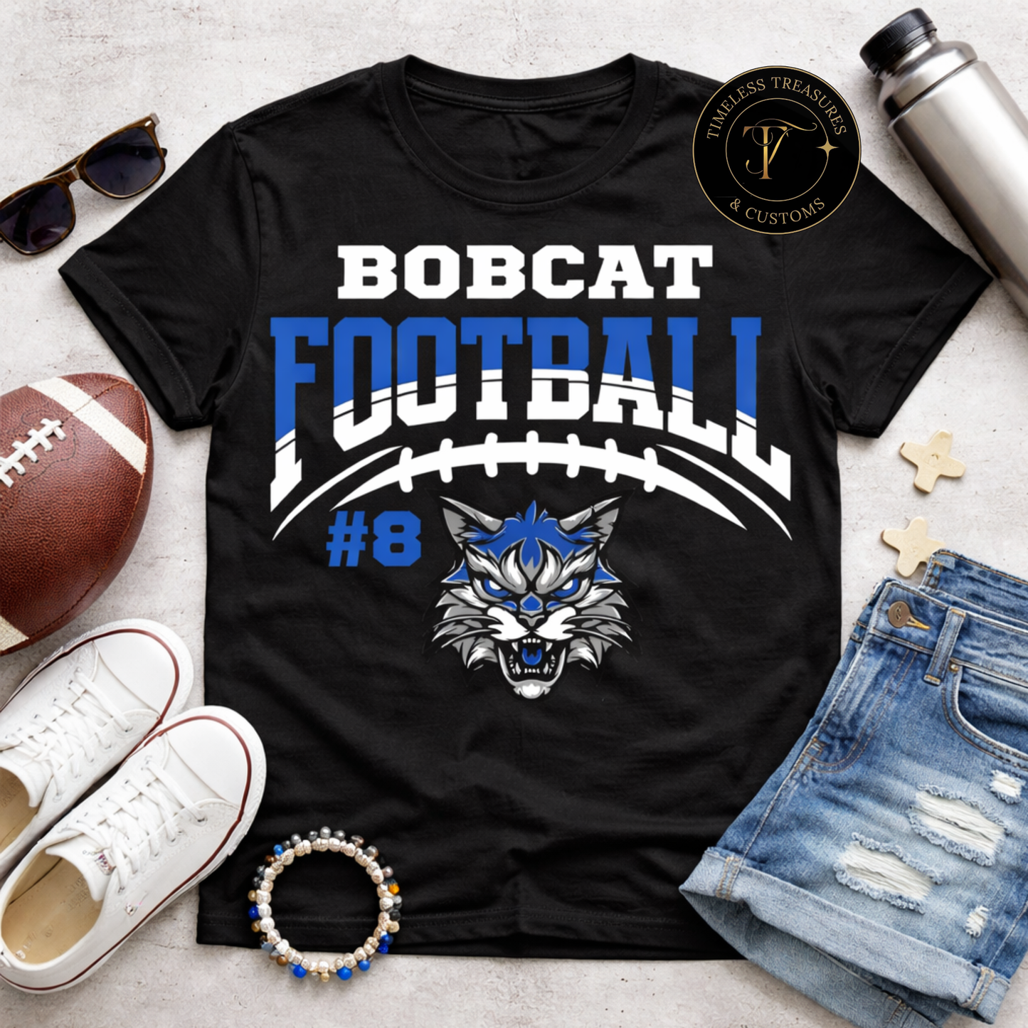 🐾 Bobcat Football Custom Number Shirt