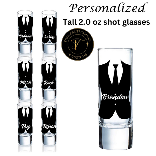 Personalized Tall Shot Glasses 2.0 oz
