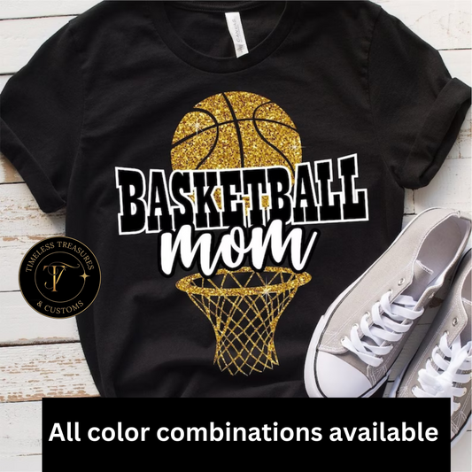 Custom Basketball Mom Glitter T-shirt-Design 2