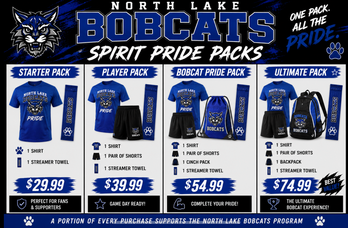 North Lake Bobcats Player Pride Pack