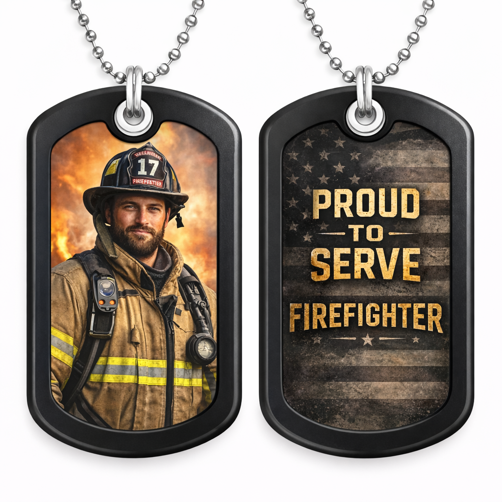 Custom Photo & Text Dog Tag Necklace – Personalized Keepsake