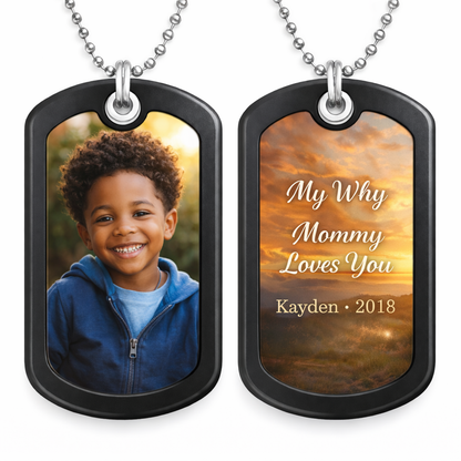 Custom Photo & Text Dog Tag Necklace – Personalized Keepsake