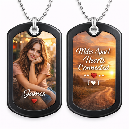 Custom Photo & Text Dog Tag Necklace – Personalized Keepsake