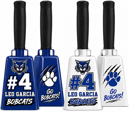 Custom Football Cowbell | North Lake Bobcats Spirit Bell | Personalized Player Name & Number Fan Gear