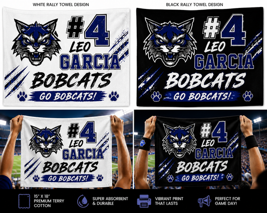 North Lake Bobcats Rally Towel | Custom Game Day Spirit Towel | Personalized Player