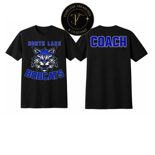 North Lake Bobcats Coach Tee – Front & Back Print