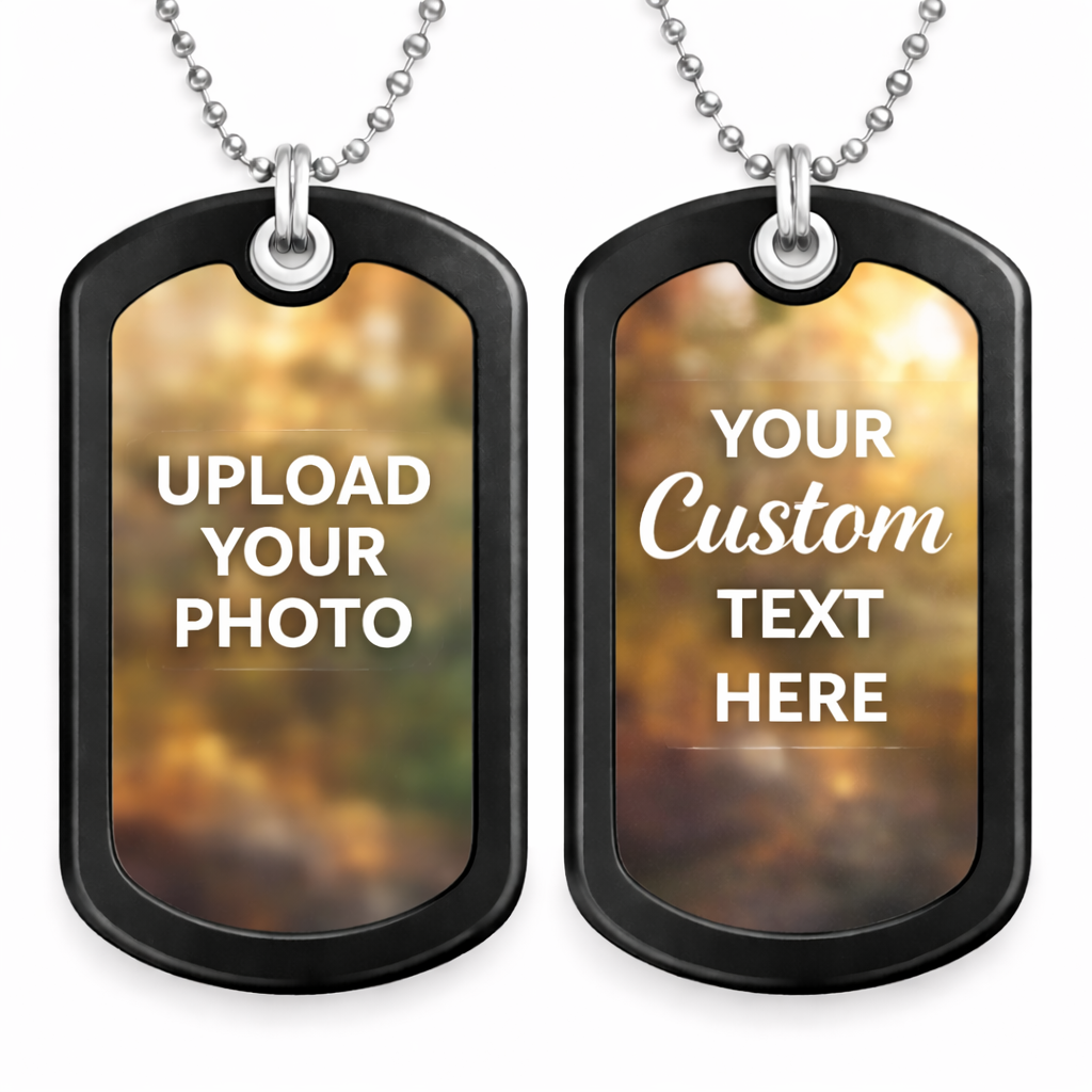 Custom Photo & Text Dog Tag Necklace – Personalized Keepsake