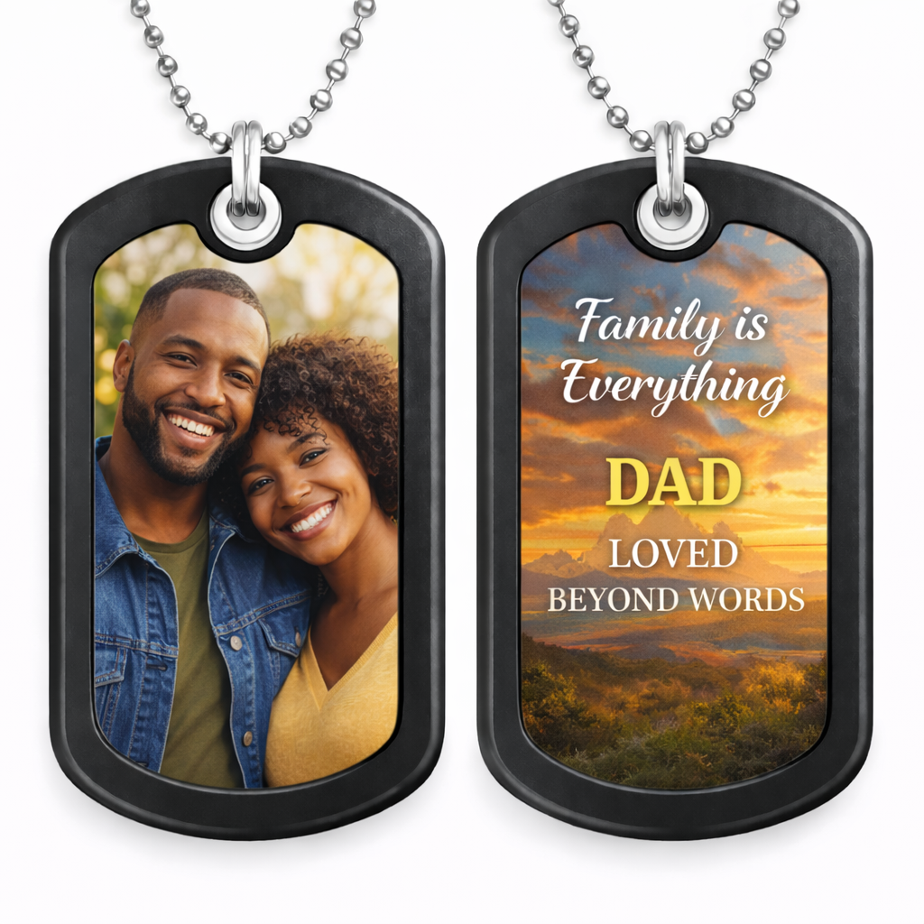 Custom Photo & Text Dog Tag Necklace – Personalized Keepsake