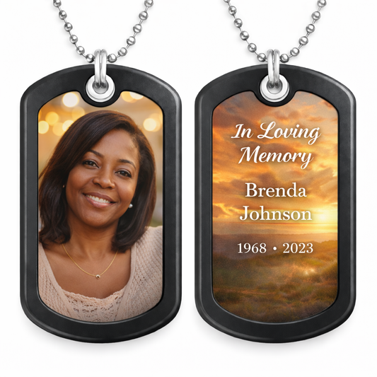 Custom Photo & Text Dog Tag Necklace – Personalized Keepsake