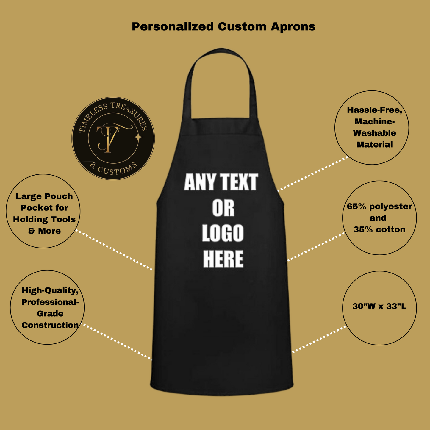 Custom Logo -Corporate Modern Minimalist Black Apron