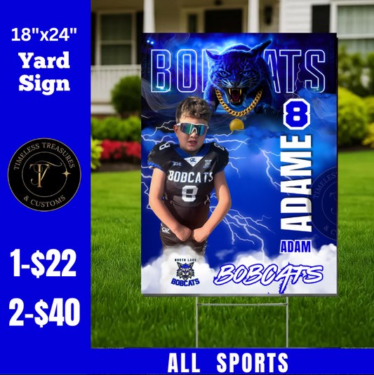 North Lake Bobcats Custom Yard Sign | 18x24 Personalized Sports Sign