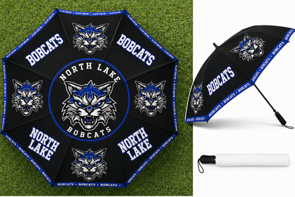 North Lake Bobcats Custom Umbrella | Football & Cheer Team Spirit Umbrella | Sports Fan Rain Gear